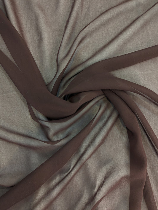 Darbari Plain Polyester Chiffon - Brown