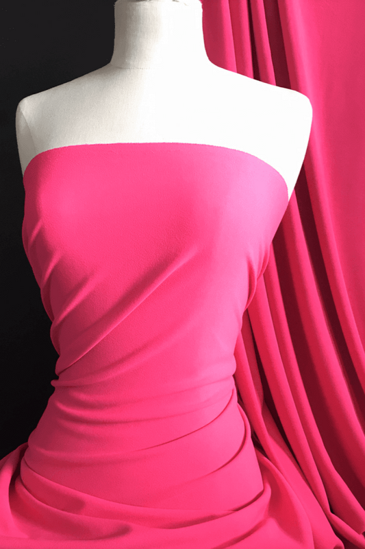 Darbari New 4 Way Stretch Crepe Jersey Dressmaking Fabric- Bright Pink