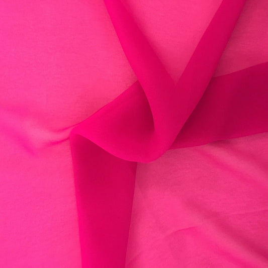 Darbari Plain Polyester Chiffon Soft Light As Feather Chiffon- Cerise Pink