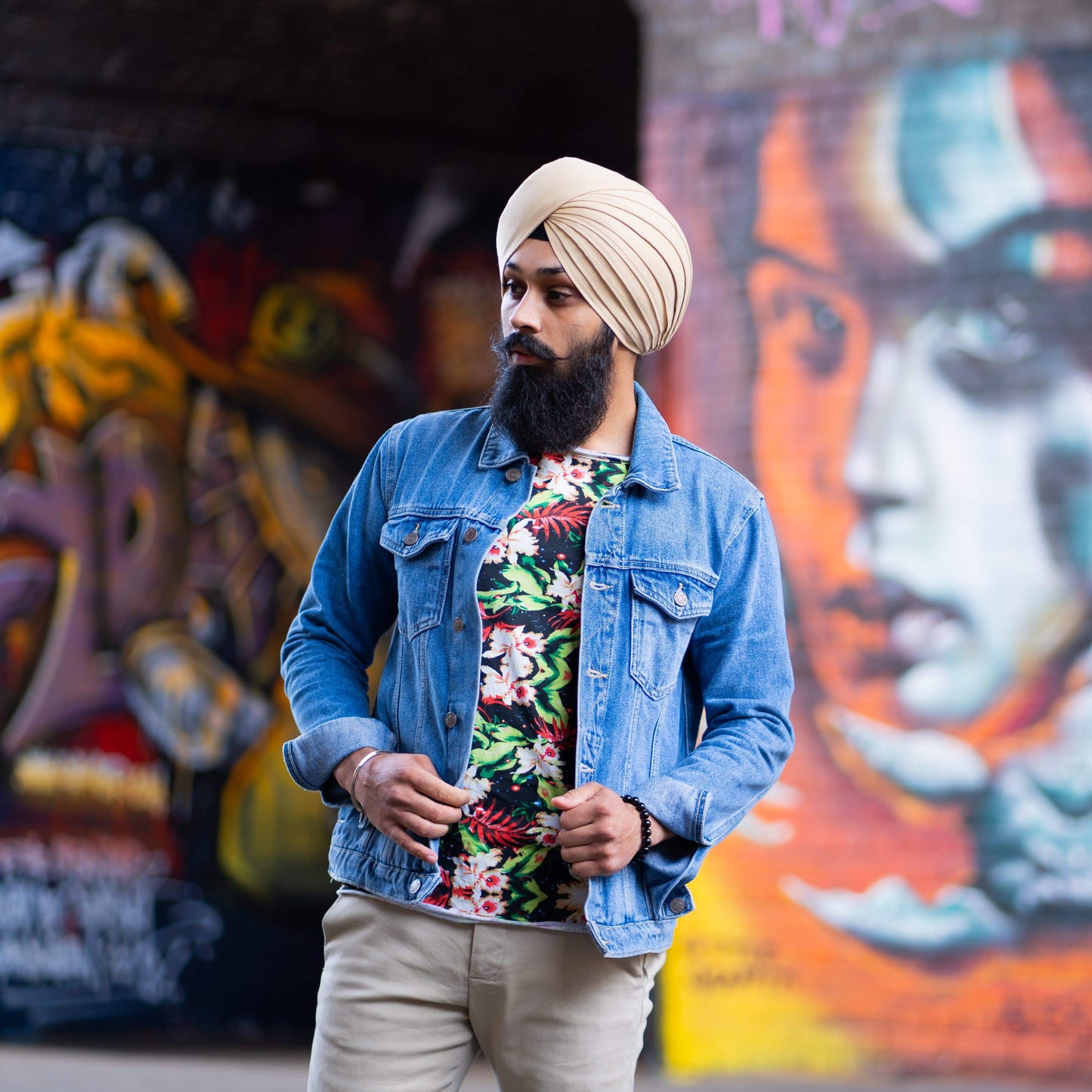 Darbari Full Voile Turban Dastaar Light Beige