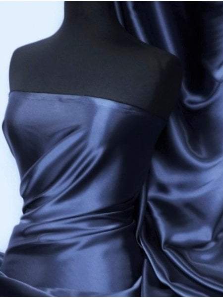 Darbari Handmade Heavy Back Satin Fabric Material- Dark Blue