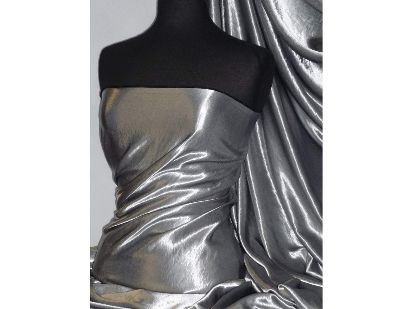 Darbari Handmade Fine Back Satin Fabric Material- Gunmetal Grey