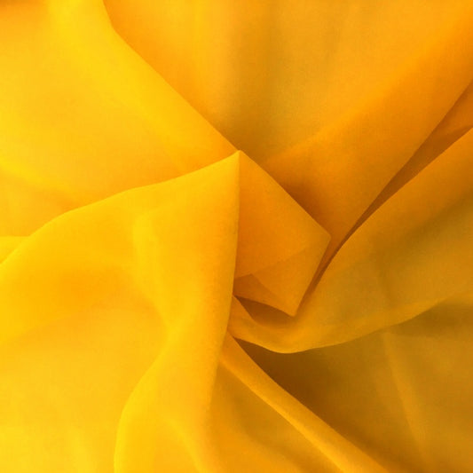 Darbari Plain Polyester Chiffon Soft Light As Feather Chiffon- Mustard