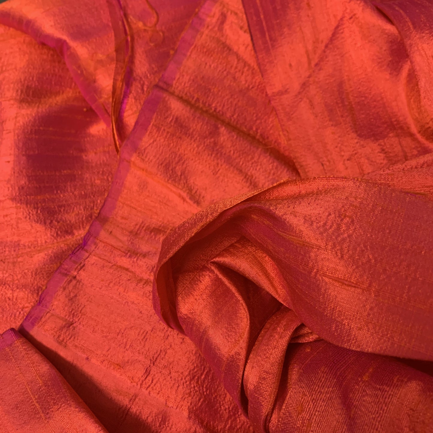 Darbari Dupion Raw Silk - Orange Pink