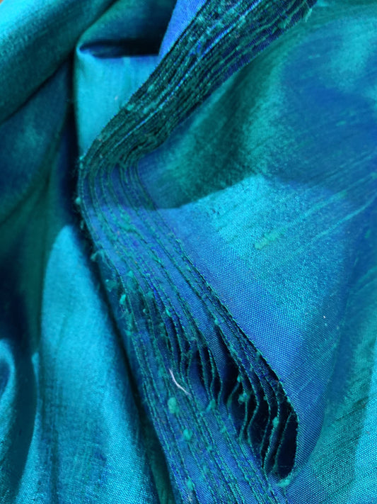 Darbari Dupion Raw Silk - Peacock Blue