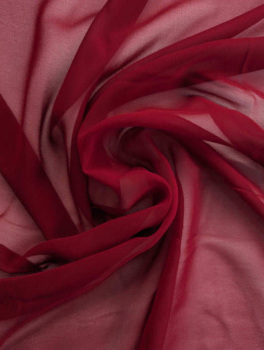 Darbari Plain Polyester Chiffon - Maroon