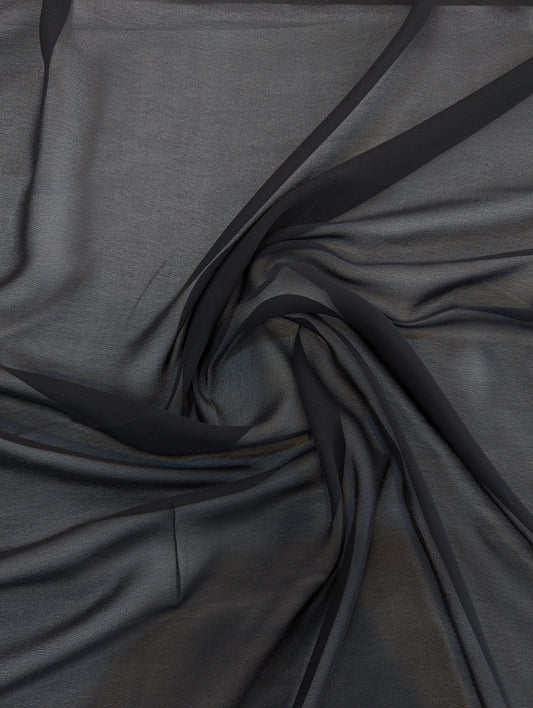 Darbari Plain Polyester Chiffon - Black