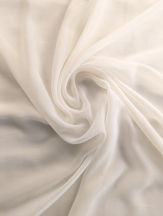 Darbari Plain Polyester Chiffon - Ivory