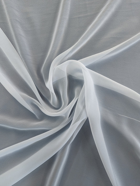 Darbari Plain Polyester Chiffon - White