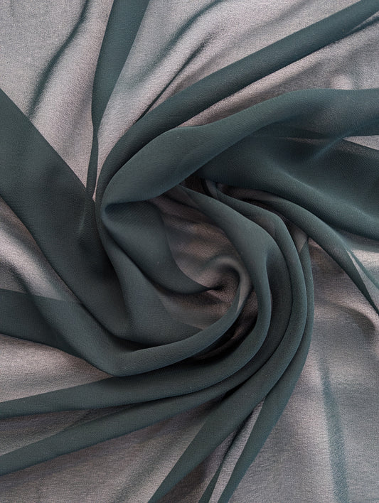 Darbari Plain Polyester Chiffon - Dark Green