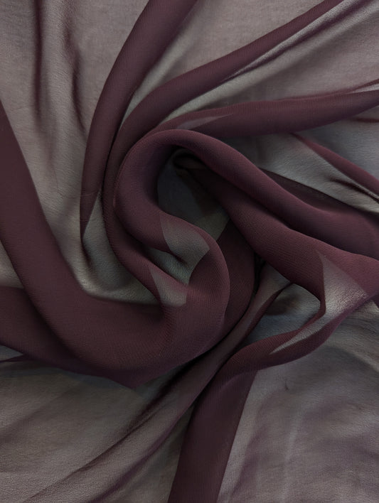 Darbari Plain Polyester Chiffon - Wine