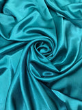 Darbari Handmade Fine Back Satin Fabric Material- Teal