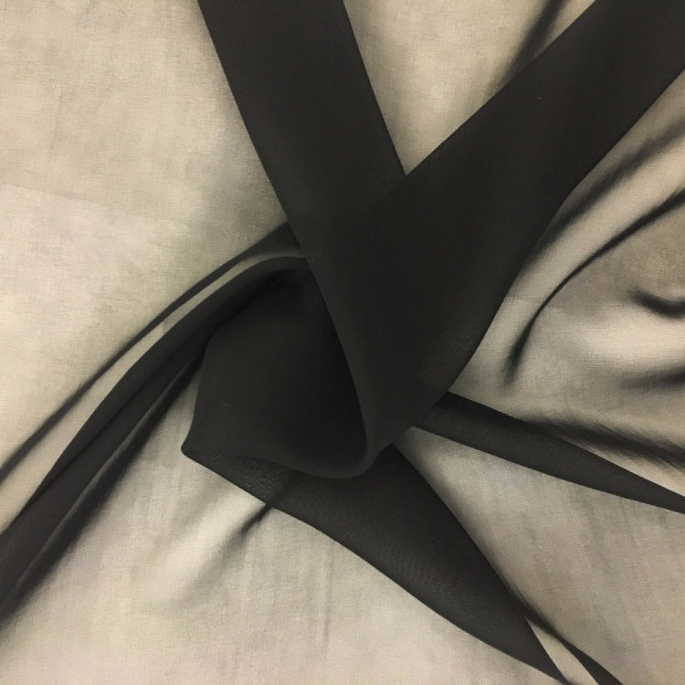 Darbari Plain Polyester Chiffon Soft Light As Feather Chiffon- Black