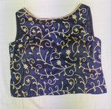 Darbari Embroidered Handmade Design Blue Golden Embroidered Blouse