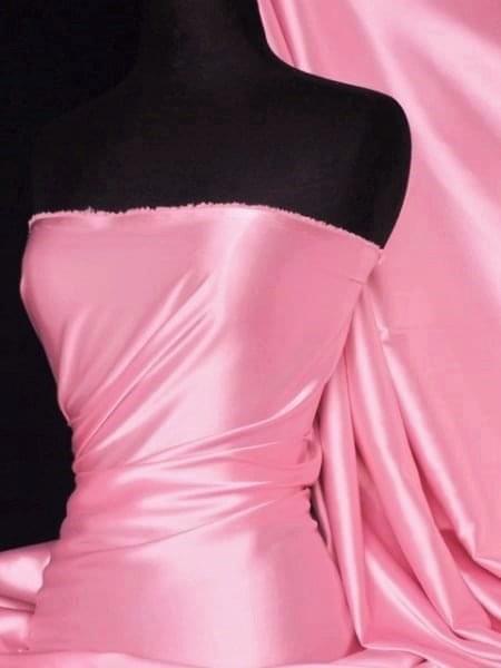 Darbari Handmade Fine Back Satin Fabric Material- Candy Pink