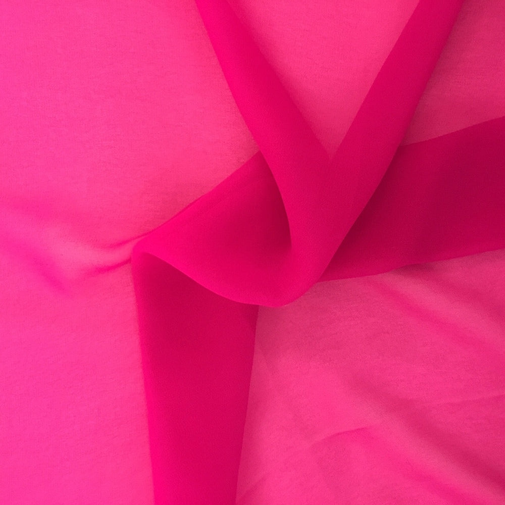 Darbari Plain Polyester Chiffon Soft Light As Feather Chiffon- Cerise Pink