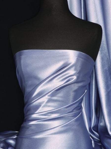 Darbari Handmade Fine Back Satin Fabric Material- Denim Blue