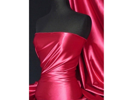 Darbari Handmade Fine Back Satin Fabric Material- Fuchsia