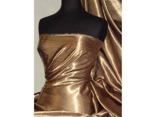 Darbari Handmade Fine Back Satin Fabric Material- Gold