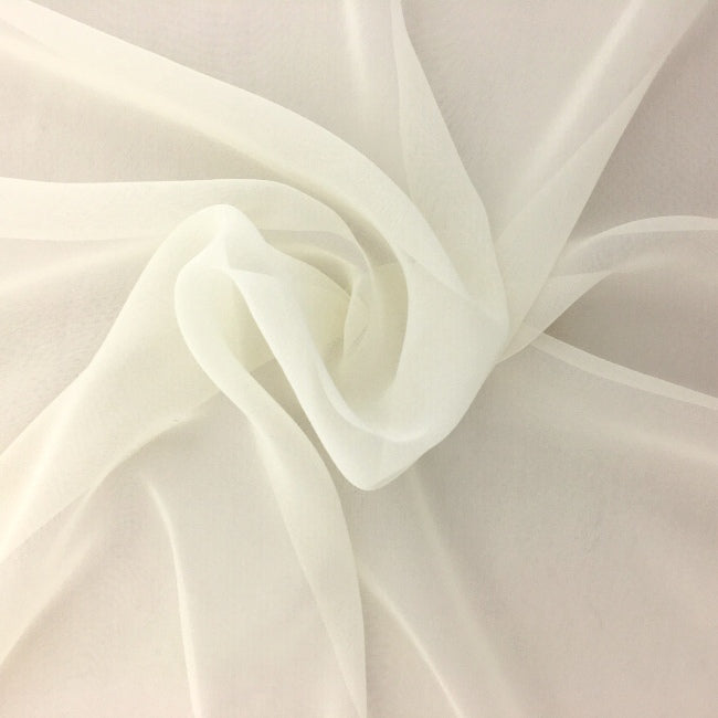Darbari Plain Polyester Chiffon Soft Light As Feather Chiffon- Ivory