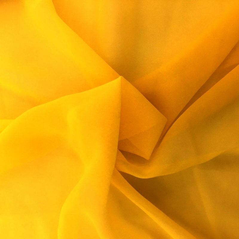 Darbari Plain Polyester Chiffon Soft Light As Feather Chiffon- Mustard