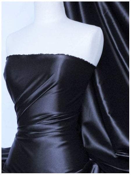 Darbari Handmade Fine Back Satin Fabric Material- Navy Blue