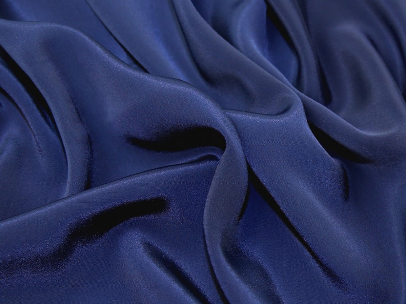 Darbari Smooth Light And Feel Like Feather On Skin Crepe De Chine Fabric- Navy Blue