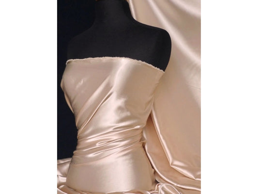 Darbari Handmade Plain Back Satin Fabric Material- Nude
