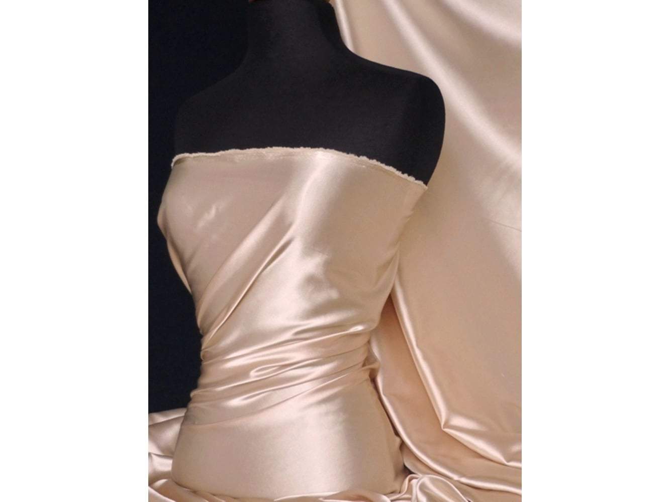 Darbari Handmade Fine Back Satin Fabric Material- Nude