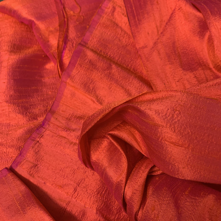 Darbari Dupion Raw Silk - Orange Pink – Darbari Fancy Textiles UK Ltd