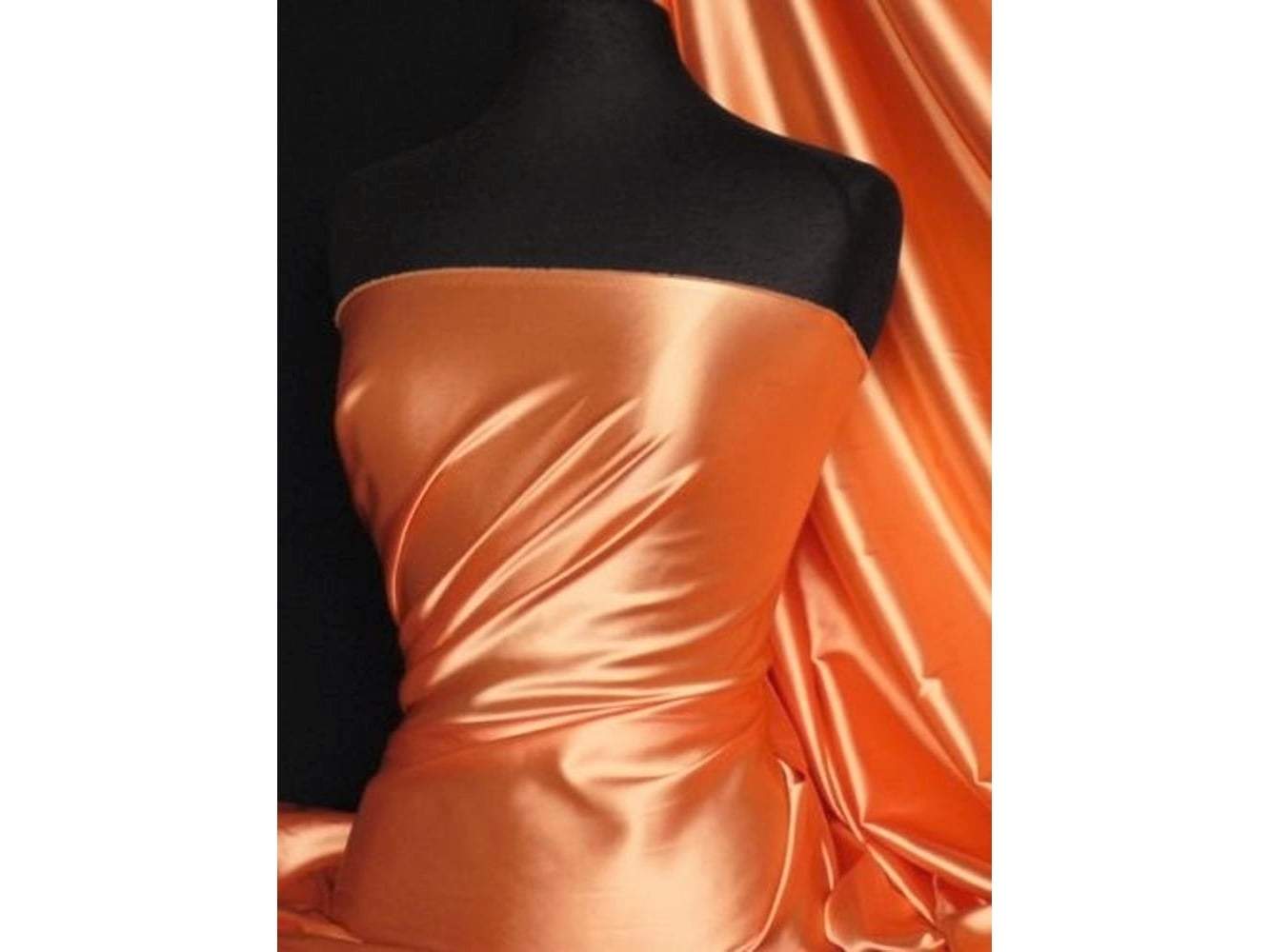 Darbari Handmade Heavy Back Satin Fabric Material- Orange
