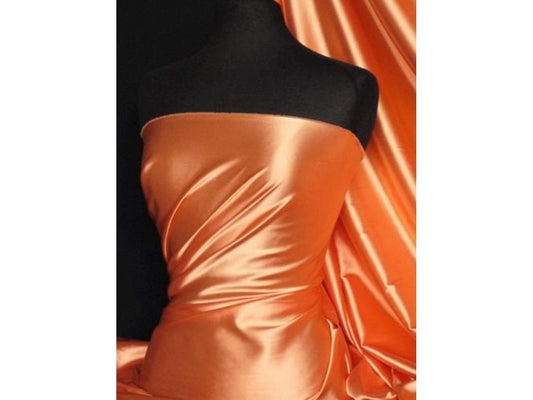 Darbari Handmade Fine Back Satin Fabric Material- Orange