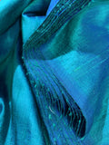 Darbari Dupioni Silk - Raw Silk Fabric- Peacock Blue