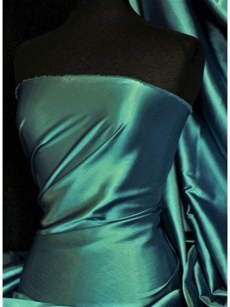 Darbari Handmade Fine Back Satin Fabric Material- Peacock