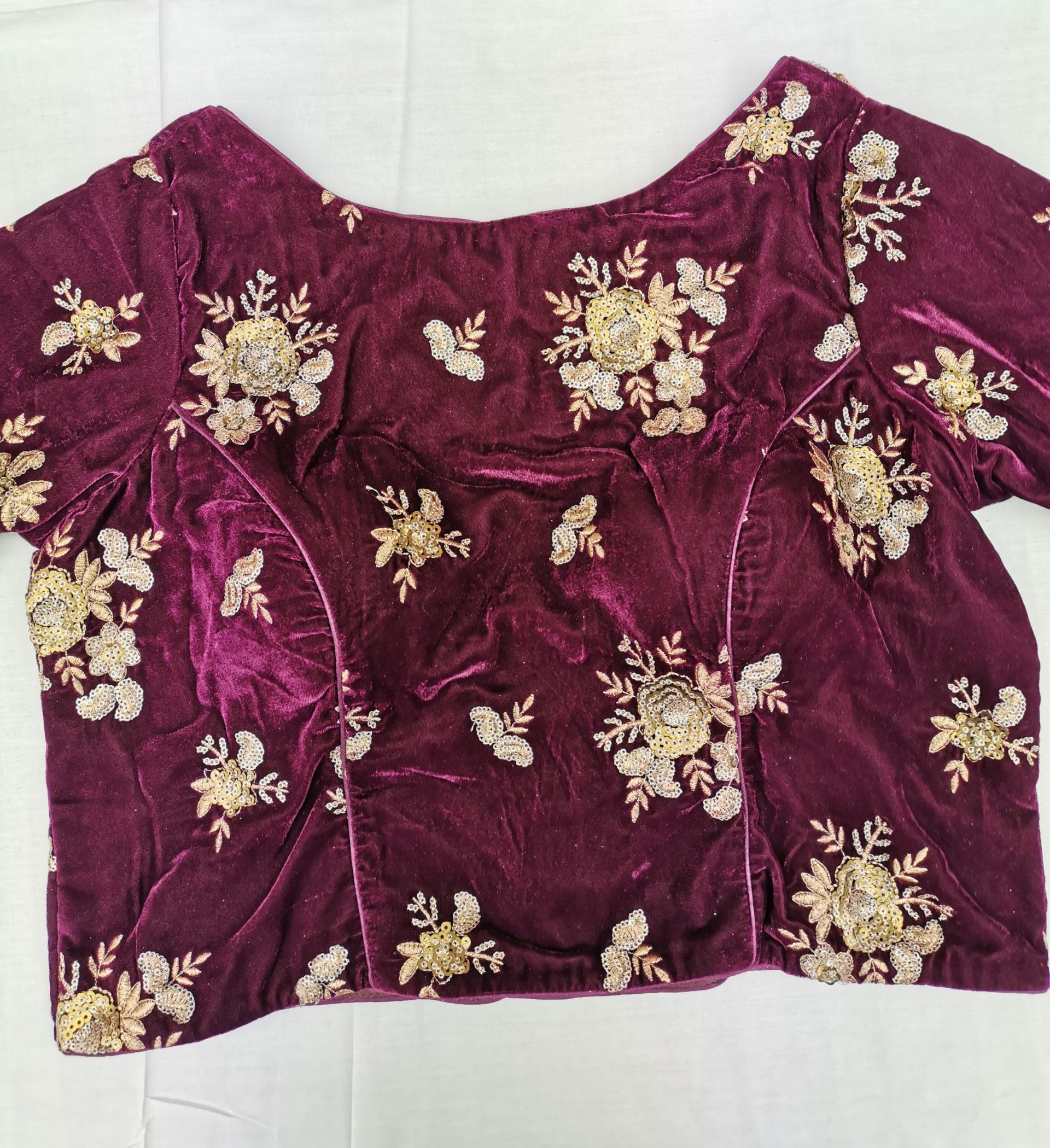 Darbari Embroidered Handmade Design Purple Blouse