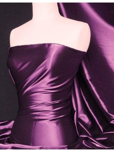 Darbari Handmade Fine Back Satin Fabric Material- Purple