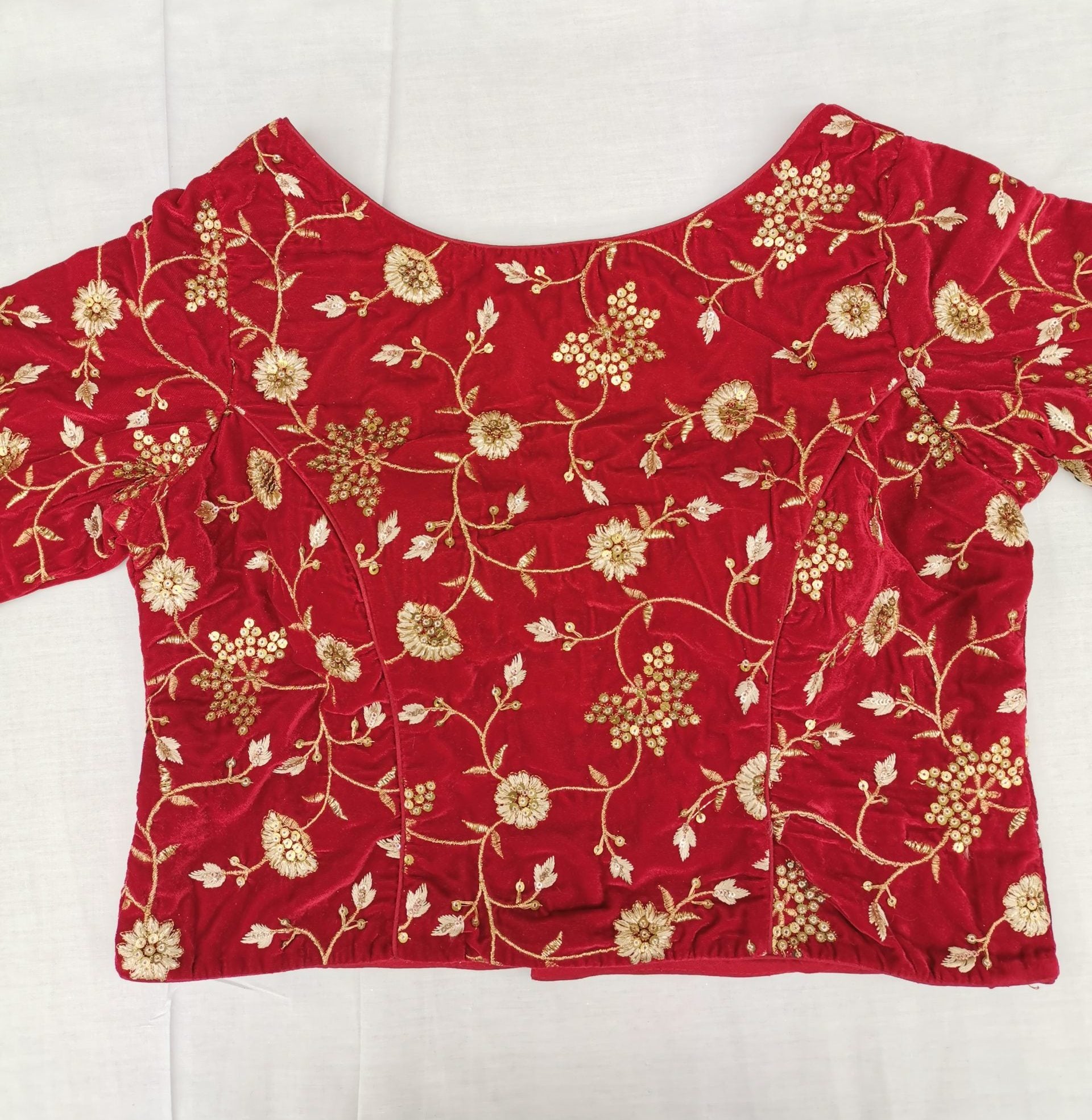 Darbari Embroidered Handmade Design Red Golden Embroidered Blouse