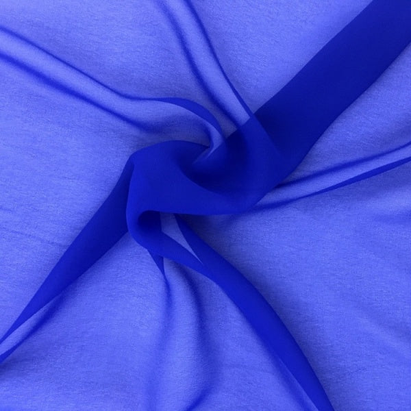 Darbari Plain Polyester Chiffon Soft Light As Feather Chiffon- Royal Blue