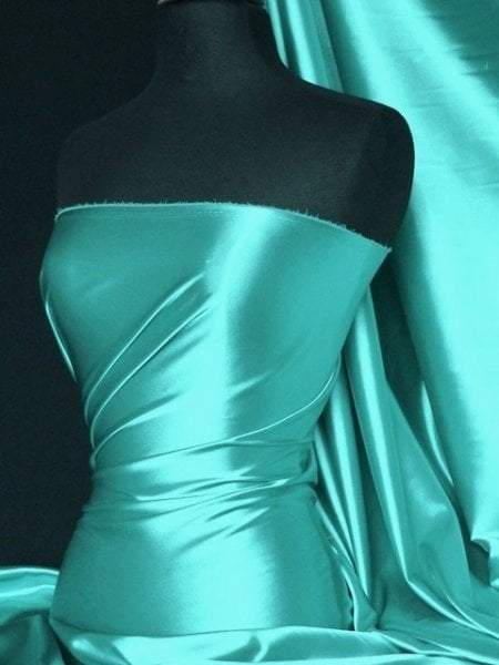 Darbari Handmade Fine Back Satin Fabric Material- Sea Blue