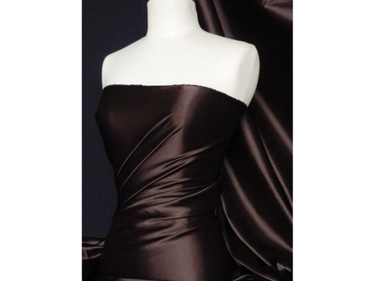 Darbari Handmade Plain Back Satin Fabric Material- Shiny Brown