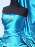 Darbari Handmade Fine Back Satin Fabric Material- Turquoise Blue