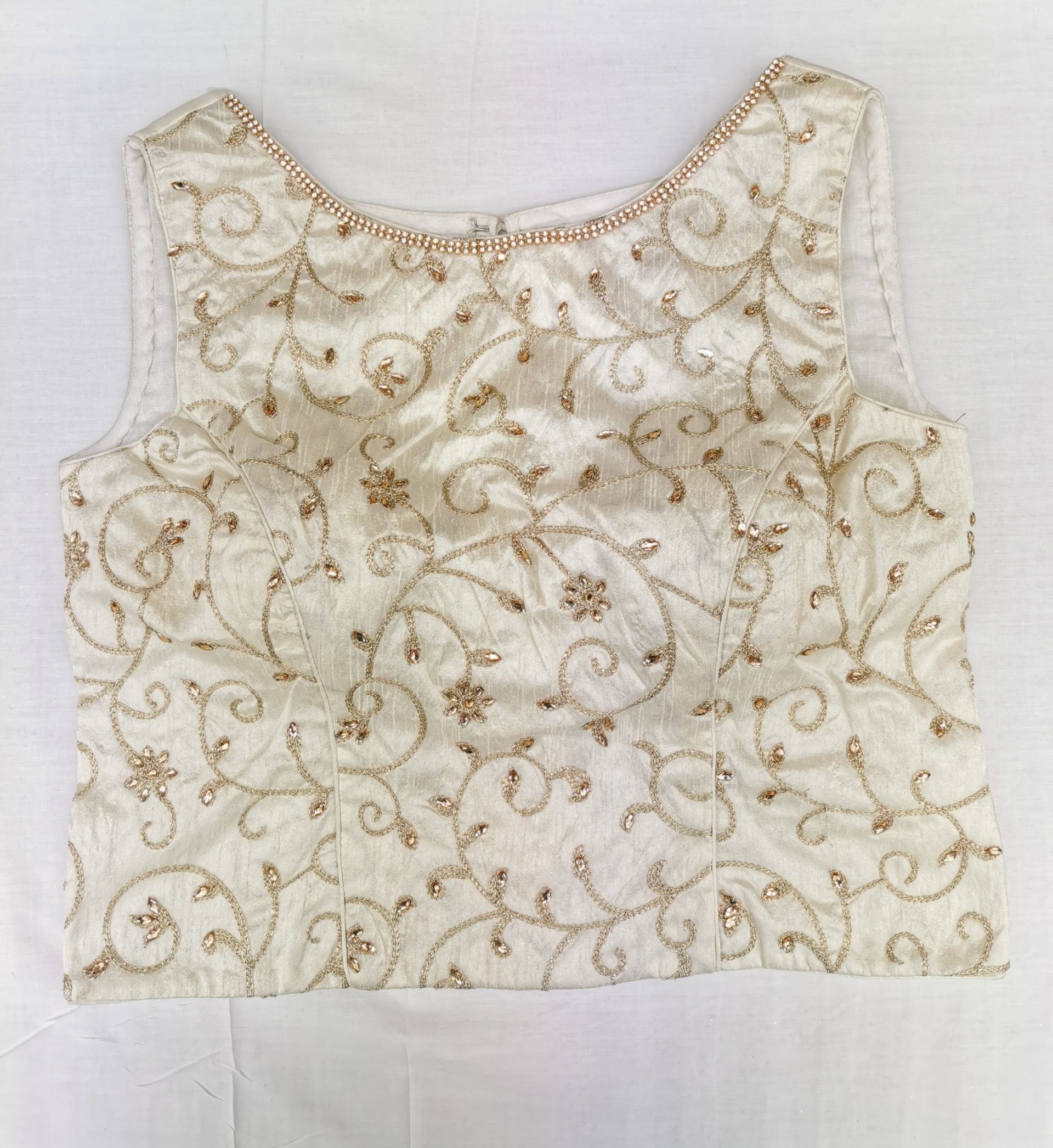 Darbari Embroidered Handmade Design White Blouse